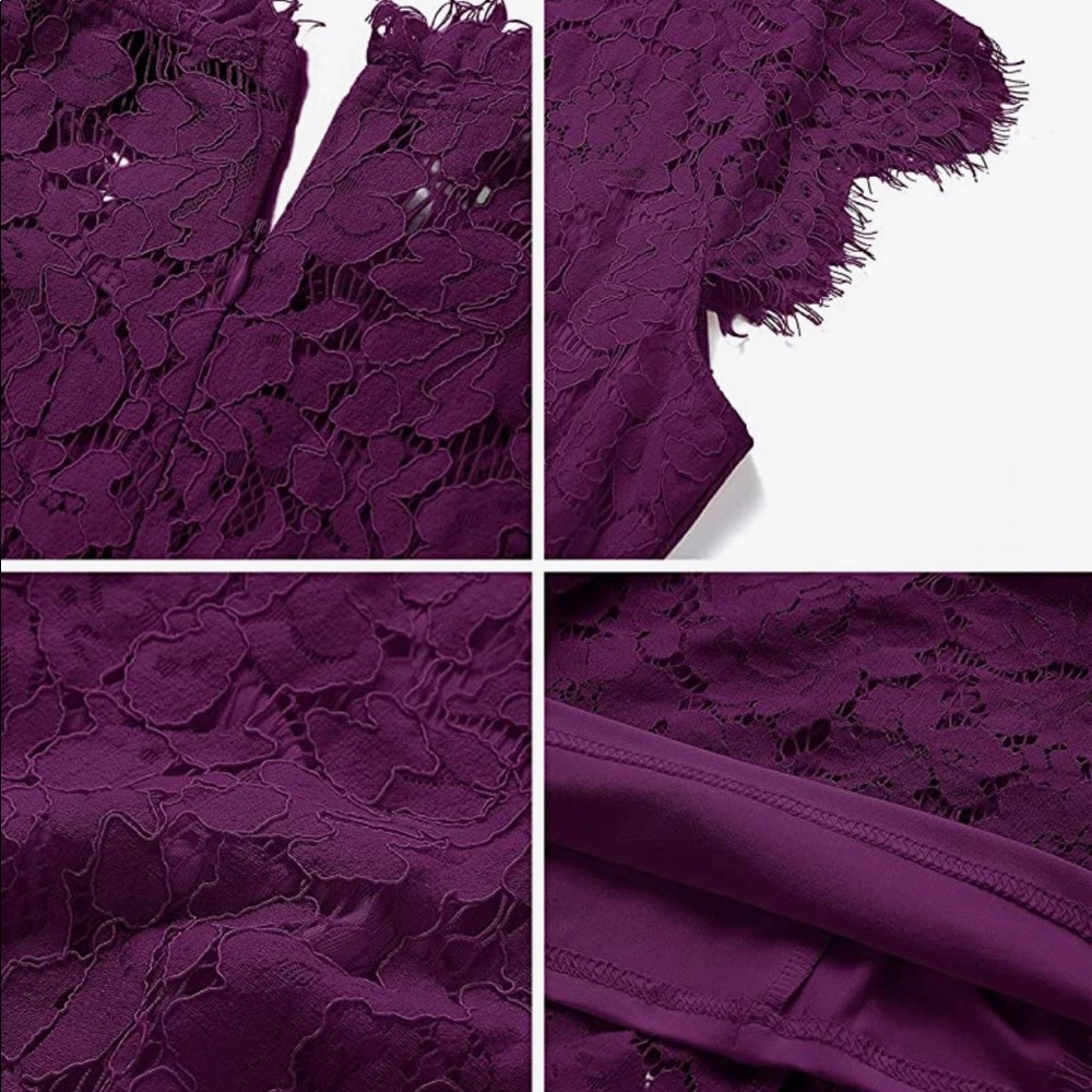 NWT Plum Floral Lace cocktail dress - Picture 3 of 7